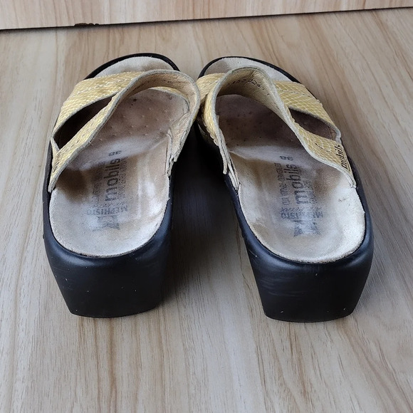 Mephisto Mobils Ularia Gold Snakeskin Print Wedge SlidesSize 38 US 8 - Picture 4 of 7